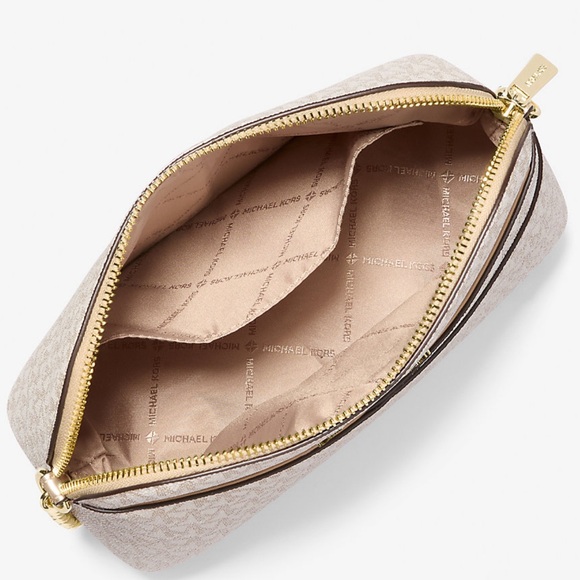 Michael Kors Jet Set Travel Medium Metallic Signature Logo Dome Crossbody Satchl - Picture 2 of 16